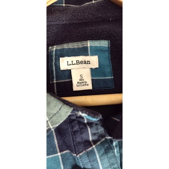 L.L Bean Women's Fleece-Lined Green Plaid Flannel Shirt Small Snap-Front - Picture 10 of 15